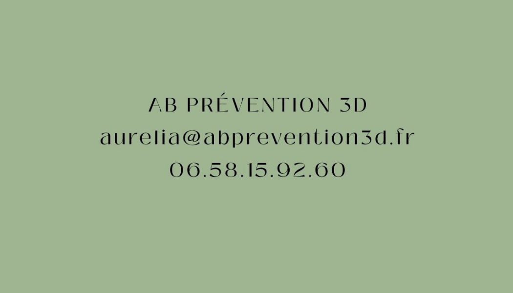 Carte de visite AB Prévention 3D : aurelia@abprevention3d.fr, 06 58 15 92 60